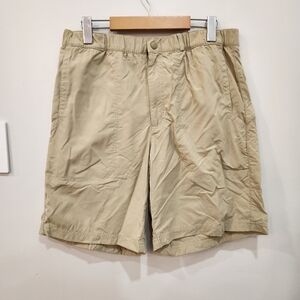 VTG LL Bean Shorts Mens Medium Beige 100% Nylon Mesh Lined Elastic Waist Outdoor